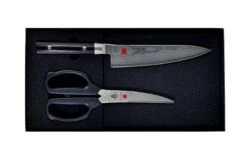 Sumikama Kasumi Damascus 2pc Set: Sword Shaped Knife & Kitchen Scissors